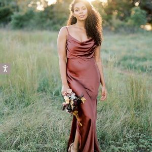 Revelry SKYE Satin Dress-Cinnamon Rose